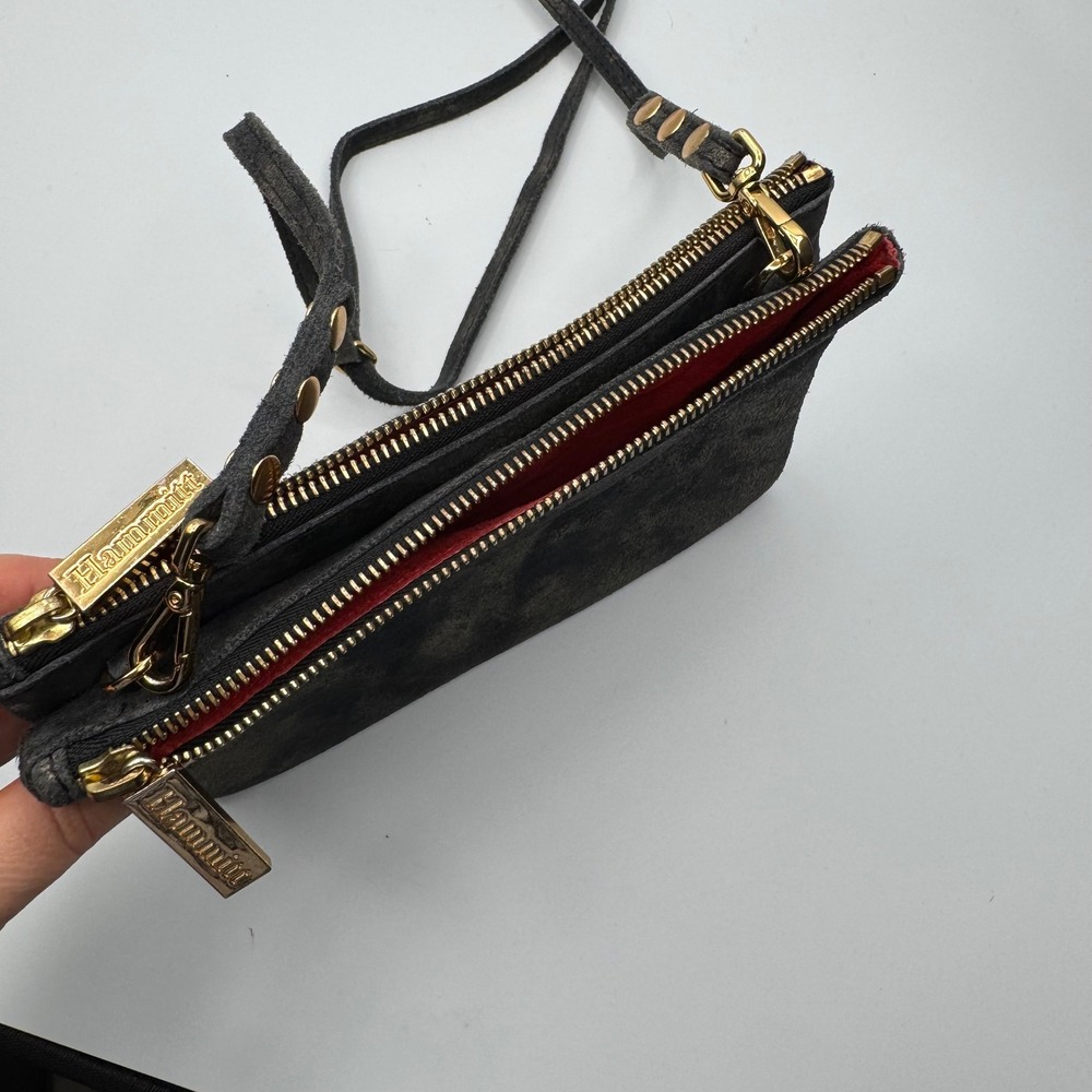 Hammitt Los Angeles VIP Small Crossbody Bag Black Gold Distressed Leather Rivet - Picture 5 of 14
